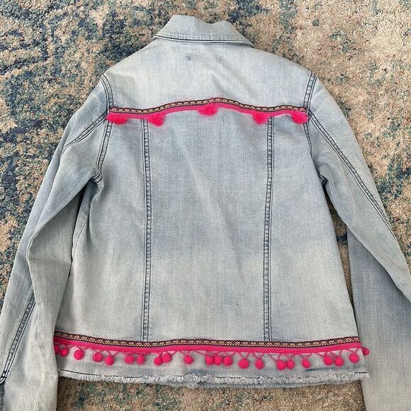 NWT Generation Love Denim Jean Jacket Fran Pom Poms - Picture 7 of 7